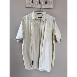 Nautica Y2K XL Yellow Checkered Button Down Casual T-Shirt